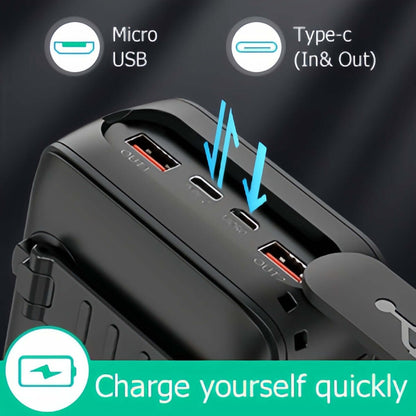 PECUWE 63200mAh Solar Power Bank,Ferrous, Large Capacity, 4 LED Flashlights, Hand Crank Charger, Built-in 3 Cables, USB C, for Indoor/Outdoor Activities