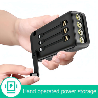 PECUWE 63200mAh Solar Power Bank,Ferrous, Large Capacity, 4 LED Flashlights, Hand Crank Charger, Built-in 3 Cables, USB C, for Indoor/Outdoor Activities